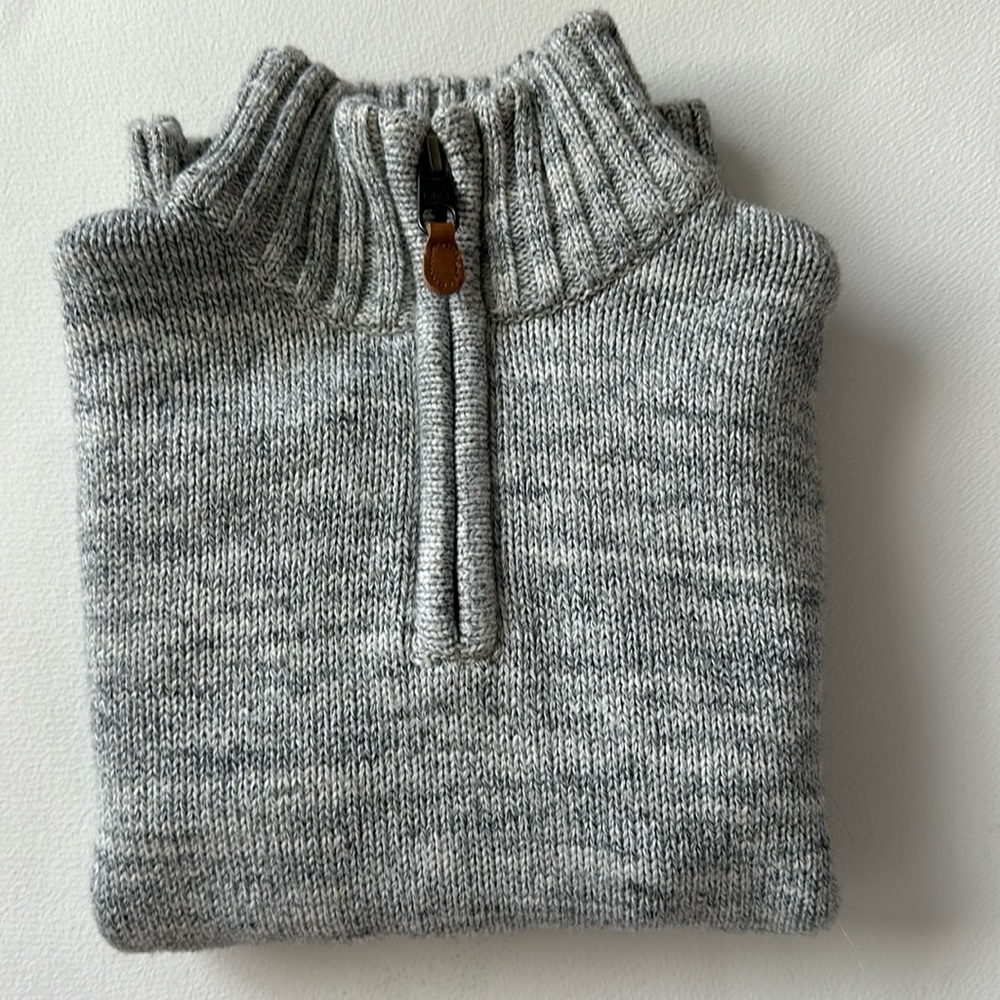 H&M boys quarter zip knit sweater- heather grey Size 4-6yrs